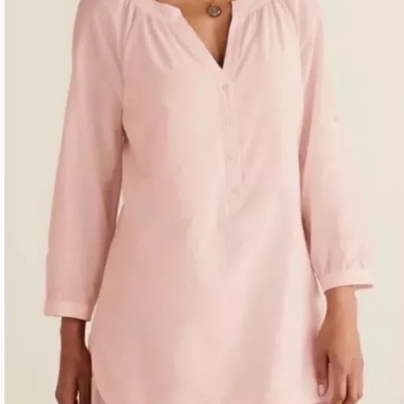 Soft Surroundings Pink Relaxed Tunic with Mandarin Collar - Picture 4 of 9